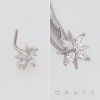 CELESTIAL MULTI MARQUISE CUT CZ FLOWER POLISH 316L SURGICAL STEEL L-SHAPE NOSE RING
